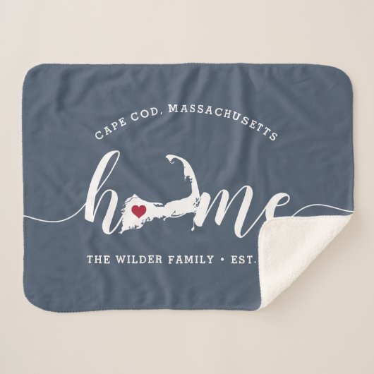 Cape Cod Home Town Personalized Sherpa Blanket Sherpa Deken (Voorkant (horizontaal))
