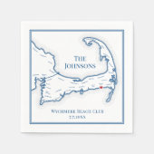 Cape Cod kaart Elegante gepersonaliseerde bruiloft Servet (Voorkant)