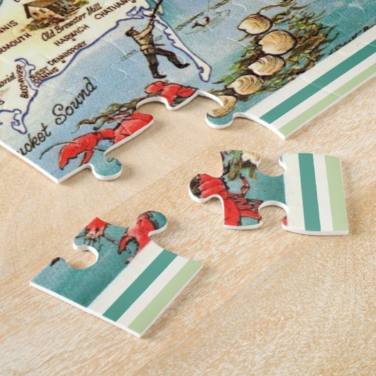 Cape Cod Kleurrijke  kaart Puzzel Legpuzzel (Zijkant)
