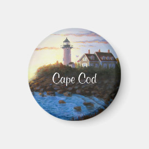 Cape Cod MA Nobska Lighthouse Painting Magnet Magneet