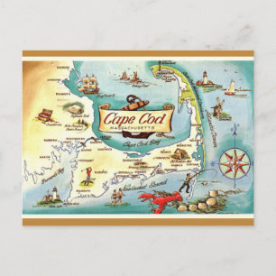 Cape Cod MA Retro Ansichtkaart Briefkaart