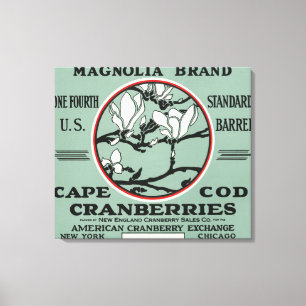 Cape Cod Magnolia Brand Cranberry Label Canvas Afdruk