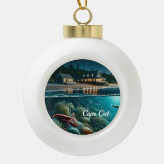 Cape Cod Marine Beach House Kerstversiering Keramische Bal Ornament