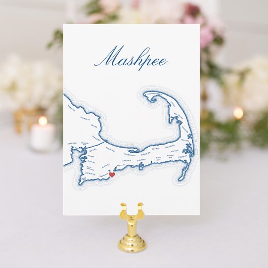 Cape Cod Mashpee Huwelijkskaart Tafelnaamkaart Kaart