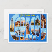 Cape Cod, Massachusetts Big Letters Postca Briefkaart (Voorkant / Achterkant)