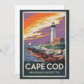 Cape Cod Massachusetts Illustratie Reis Kunst Kaart (Voorkant / Achterkant)