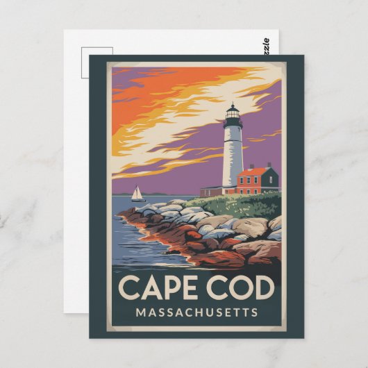 Cape Cod Massachusetts Illustratie Reiskunst Briefkaart (Voorkant / Achterkant)