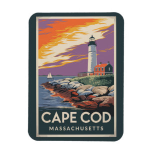 Cape Cod Massachusetts Illustratie Reiskunst Magneet