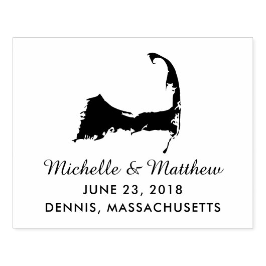 Cape Cod Massachusetts Kaart Bruiloft Save the Dat Rubberstempel (Afrduk)