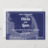 Cape Cod Massachusetts  Map Wedding Invitat Kaart (Voorkant)