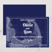 Cape Cod Massachusetts  Map Wedding Invitat Kaart (Voorkant / Achterkant)