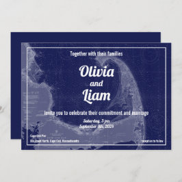 Cape Cod Massachusetts  Map Wedding Invitat Kaart