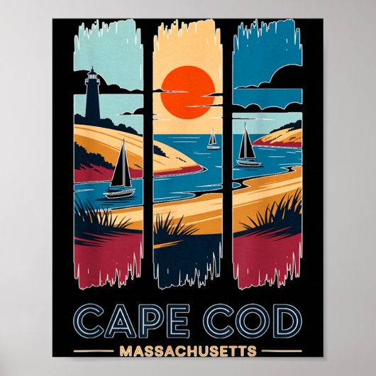 Cape Cod Massachusetts Oude Reis Zeilboot Strand Poster (Voorkant)