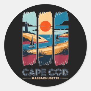 Cape Cod Massachusetts Oude Reis Zeilboot Strand Ronde Sticker