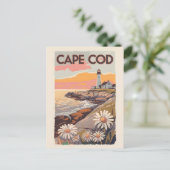 Cape Cod Massachusetts Painterly Travel Art Retro Briefkaart (Staand voorkant)
