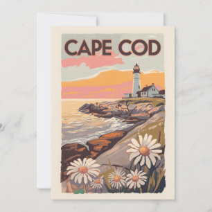Cape Cod Massachusetts Painterly Travel Art Retro Kaart
