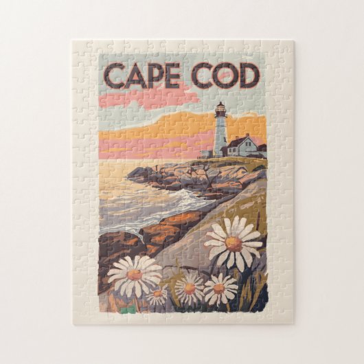 Cape Cod Massachusetts Painterly Travel Art Retro Legpuzzel (Verticaal)