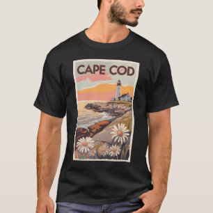 Cape Cod Massachusetts Painterly Travel Art Retro T-shirt