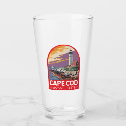 Cape Cod Massachusetts Reis Kunst Embleem Glas (Voorkant)