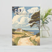 Cape Cod Massachusetts Reis Kunst Vintage Kaart (Staand voorkant)