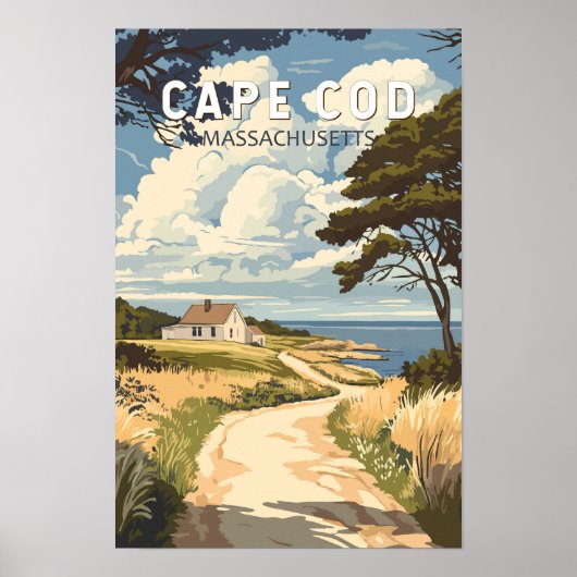 Cape Cod Massachusetts Reis Kunst Vintage Poster (Voorkant)