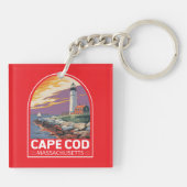 Cape Cod Massachusetts Travel Art Embleem Sleutelhanger (Achterkant)