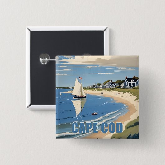 Cape Cod Massachusetts Vierkante Button 5,1 Cm (Voorkant /achterkant)