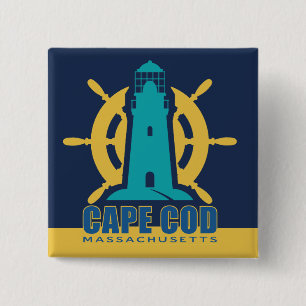 Cape Cod Massachusetts Vierkante Button 5,1 Cm