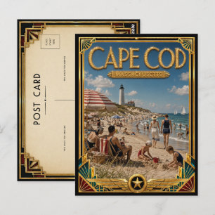 Cape Cod Massachusetts Vintage Art Deco Gouden Tij Briefkaart