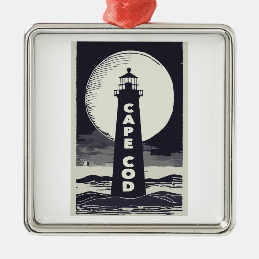 Cape Cod Massachusetts vuurtoren maan Metalen Ornament (Voorkant)