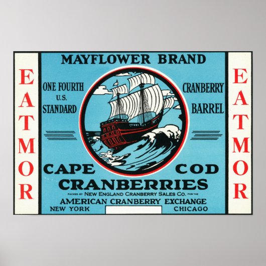 Cape Cod Mayflower Eatmor Cranberries Brand Poster (Voorkant)