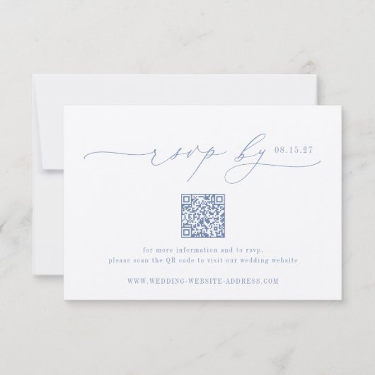 CAPE COD Minimalistische Wedding QR-code RSVP Kaartje (Voorkant)