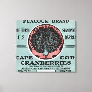 Cape Cod Peacock Brand Cranberry Label Canvas Afdruk