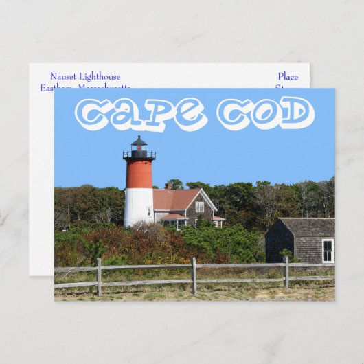 Cape Cod, phare de Nauset, Eastham, carte postale (Devant / Derrière)