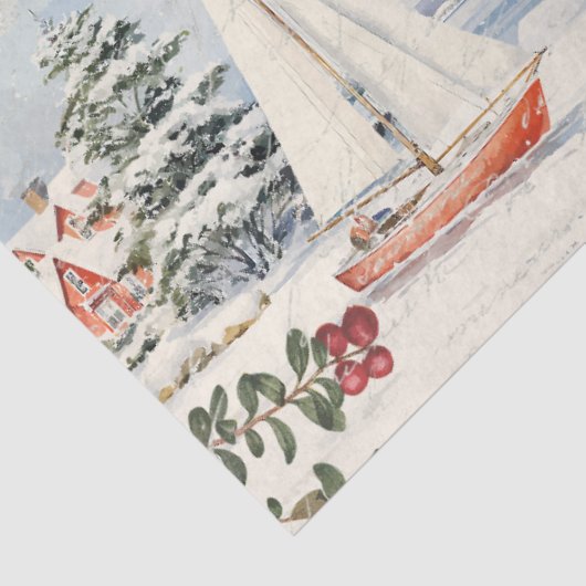 Cape Cod rustieke kerstbomen boten Licht huis Tissuepapier (Detail)