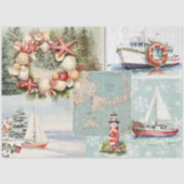 Cape Cod rustieke kerstbomen boten Licht huis Tissuepapier (Voorkant)