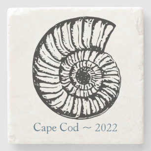 Cape Cod Souvenir Onderzetter - Ammoniet Schelp