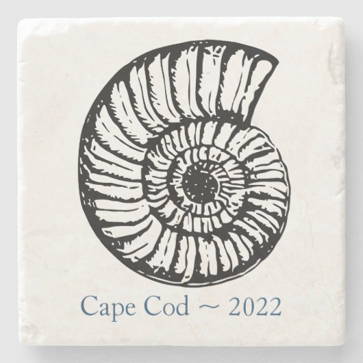 Cape Cod Souvenir Onderzetter - Ammoniet Schelp (Voorkant)