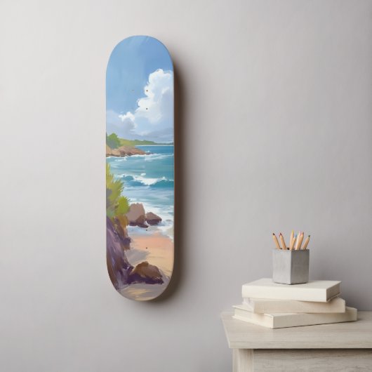 Cape Cod-strandbaanoceaan-schilderij Skateboard (Muurkunst)