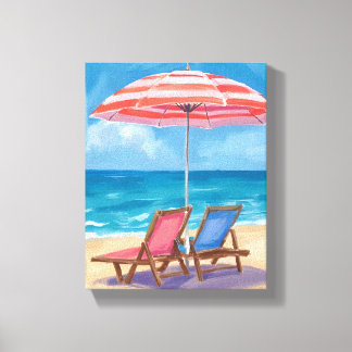 Cape Cod-stranddag | Aquarel Oceaan MA Canvas Afdruk