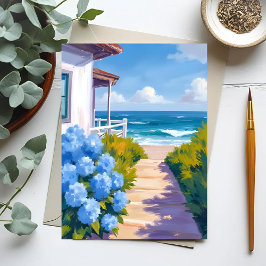 Cape Cod Strandpad | Hortensia Kustschilderij Briefkaart