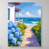 Cape Cod Strandpad | Hydrangea Kustschilderij Poster (Voorkant)