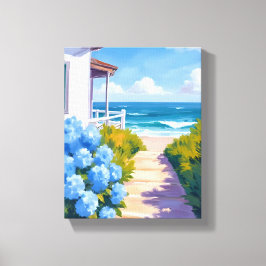Cape Cod Strandpad Pad | Hortensia Kustschilderij Canvas Afdruk