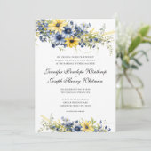 Cape Cod Summer Blue Floral Faire-part de mariage (Debout devant)