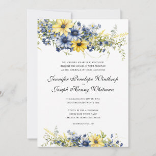 Cape Cod Summer Blue Floral Faire-part de mariage
