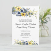 Cape Cod Summer Blue Floral Faire-part de mariage (Debout devant)