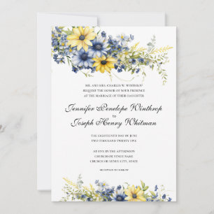 Cape Cod Summer Blue Floral Faire-part de mariage