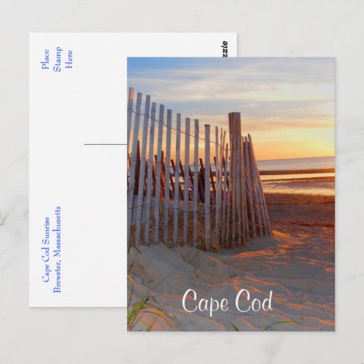 Cape Cod Sunrise Over Beach Brewster Carte postale (Devant / Derrière)