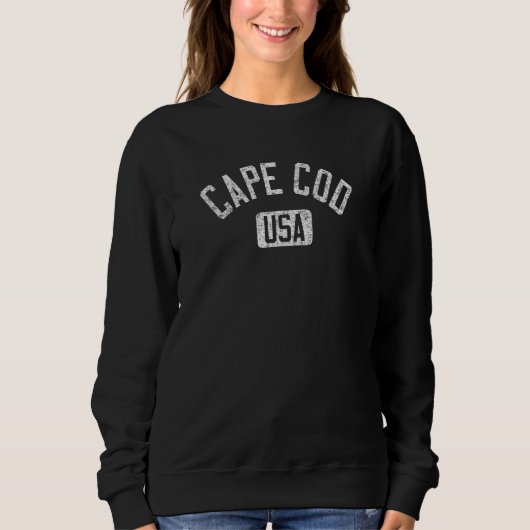 Cape Cod USA Arched Text Distressed White Print Trui (Voorkant)