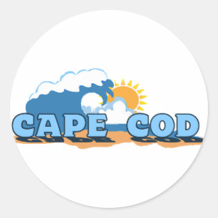Cape Cod "Waves"-ontwerp. Ronde Sticker
